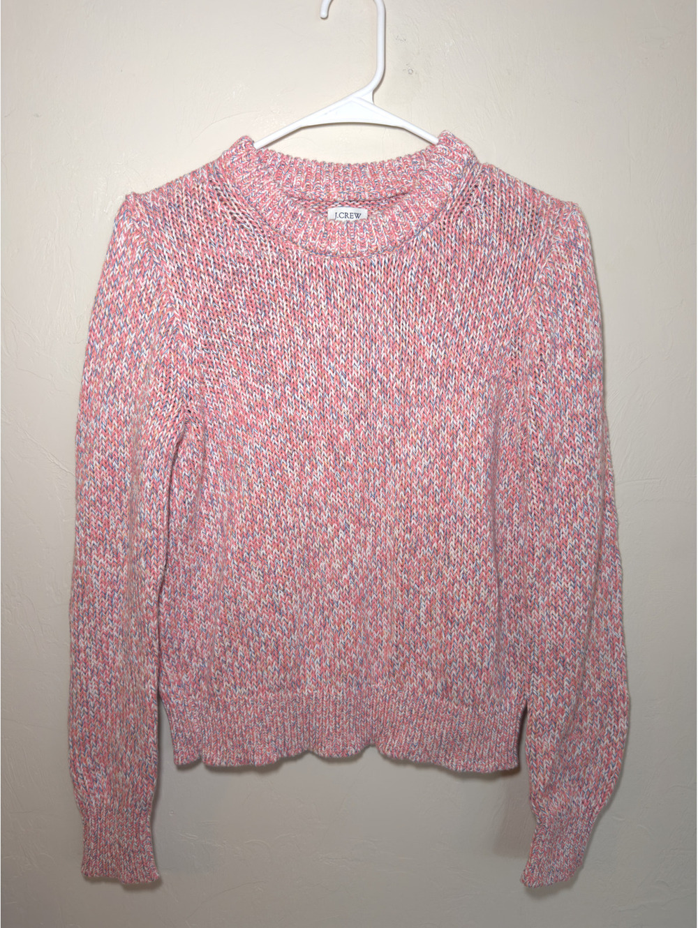 J.CREW Women’s Pink Marled Knit Crewneck Sweater Pullover Size